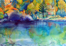 水曜コース会員作品　女性Ｈさん　水彩と水彩色鉛筆